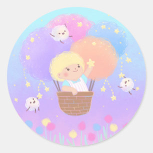 Sweet Cotton Candy Ride with Fluffy Monsters Classic Round Sticker