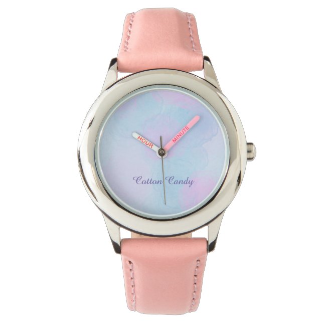 Sweet cotton candy watch with changable text (Front)