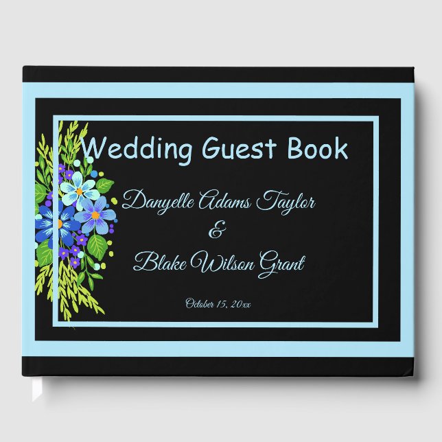 Sweet, Country Blue Floral Wedding, Reception Guest Book (Front)