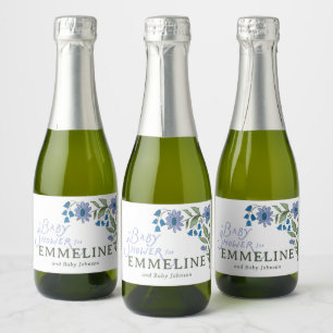Sweet Country Floral Baby Shower  Sparkling Wine Label