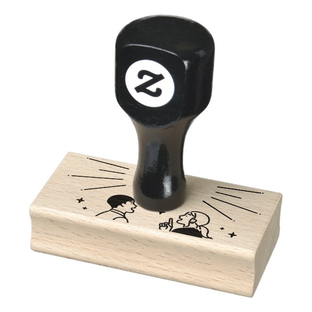 sweet couple happy talk to meet rubber stamp (Stamp)