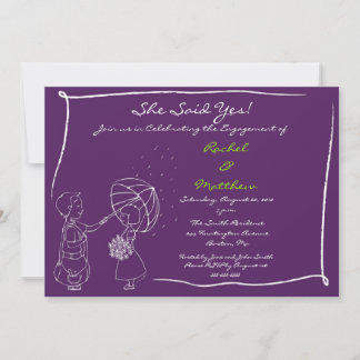 Sweet Couple in the Rain Engagement Invitation