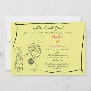 Sweet Couple in the Rain Engagement Invitation