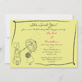 Sweet Couple in the Rain Engagement Invitation