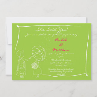 Sweet Couple in the Rain Engagement Invitation