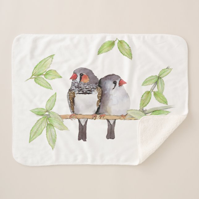  Sweet couple of zebra finches Sherpa Blanket (Front (Horizontal))