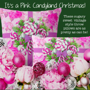 Sweet Cozy Cottage Pink and Purple Christmas Throw Pillow