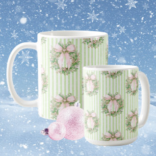 Sweet Cozy Cottage Pink Green Christmas  Coffee Mug