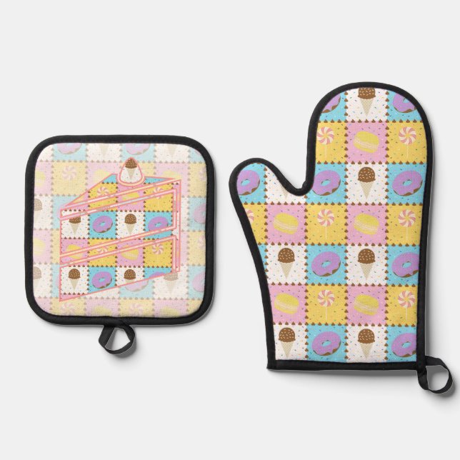 Sweet Cravings Oven Mitt & Pot Holder Set (Front)