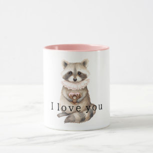 Sweet Cream Raccoon Heart Donut Mug