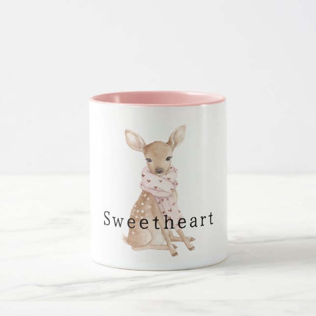 Sweet Cream Raccoon Heart Donut Mug (Center)