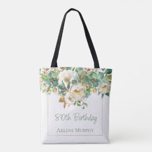 Sweet Cream Roses 80th Birthday Tote Bag