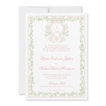 Sweet Crest w/ Blush Pink Bow | Monogram Wedding