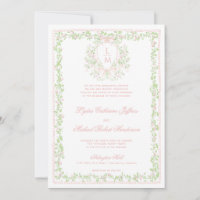 Sweet Crest w/ Blush Pink Bow | Monogram Wedding