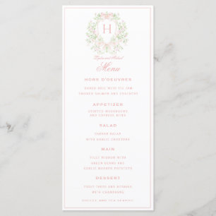 Sweet Crest w/ Pink Bows   Monogram Wedding  Menu