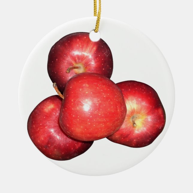 Sweet & Crisp Red Apples - Organic Fruit Print Ceramic Ornament (Front)