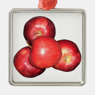 Sweet & Crisp Red Apples - Organic Fruit Print Metal Ornament