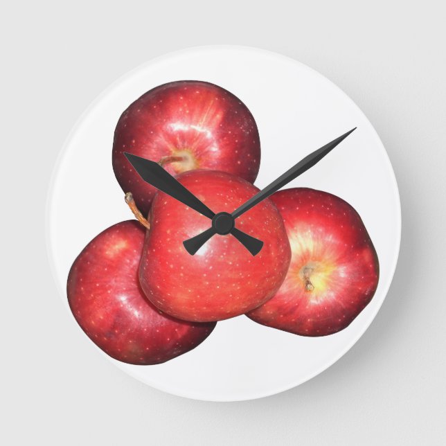 Sweet & Crisp Red Apples - Organic Fruit Print Round Clock (Front)