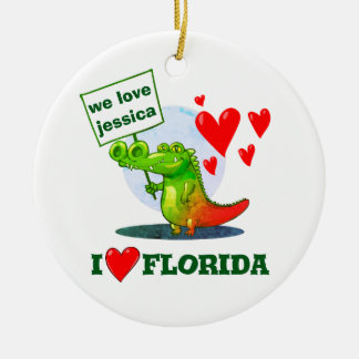 sweet crocodile funny cartoon i love florida ceramic ornament