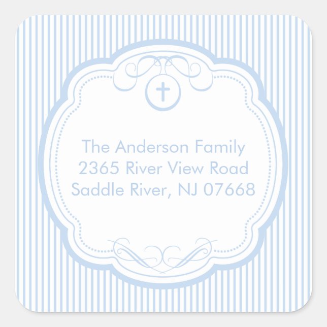 Sweet Cross In Frame Address Sticker Baptism (Front)