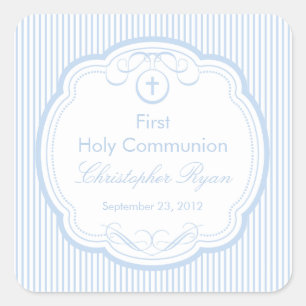 Sweet Cross In Frame First Holy Communion Boy Square Sticker