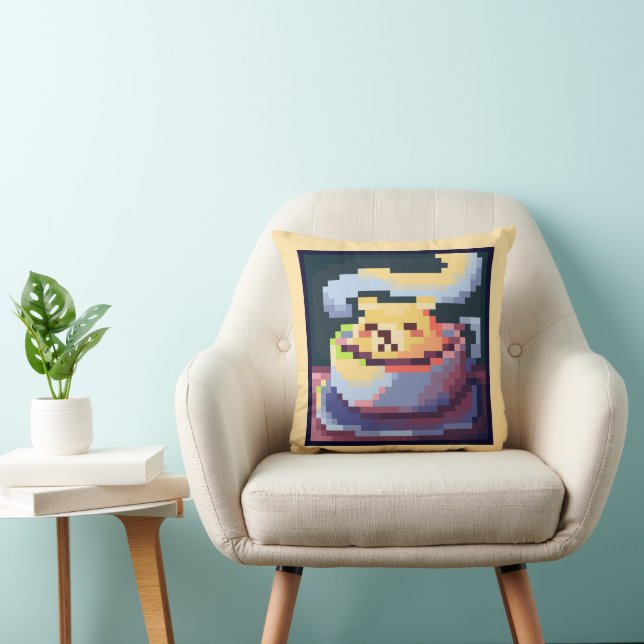 Sweet cup a tea, Pixel Art, pixelart Throw Pillow (Chair)