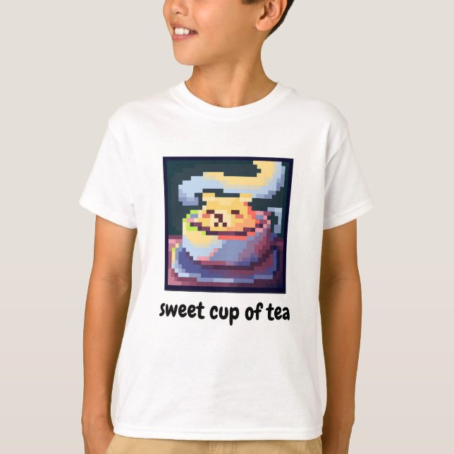 sweet cup of tea, pixelart, Pixel Art, shirt (Front)