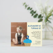 Sweet Cupcake 2nd Birthday Party Invitation (Standing Front)