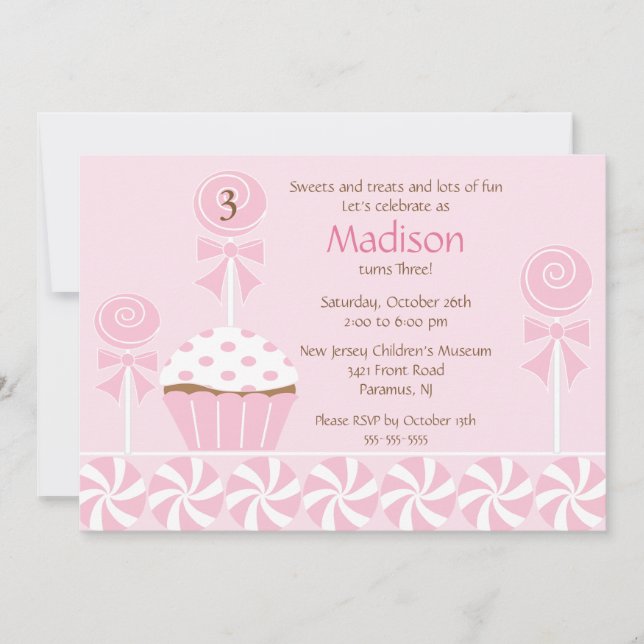 Sweet Cupcake Birthday Invitation (Front)