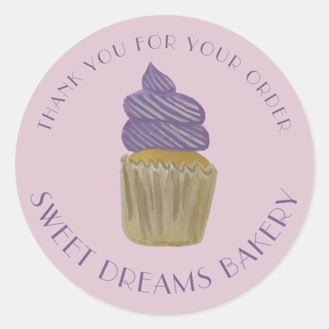 Sweet Cupcake Catering Bakery ORDER THANK YOU Classic Round Sticker (Front)