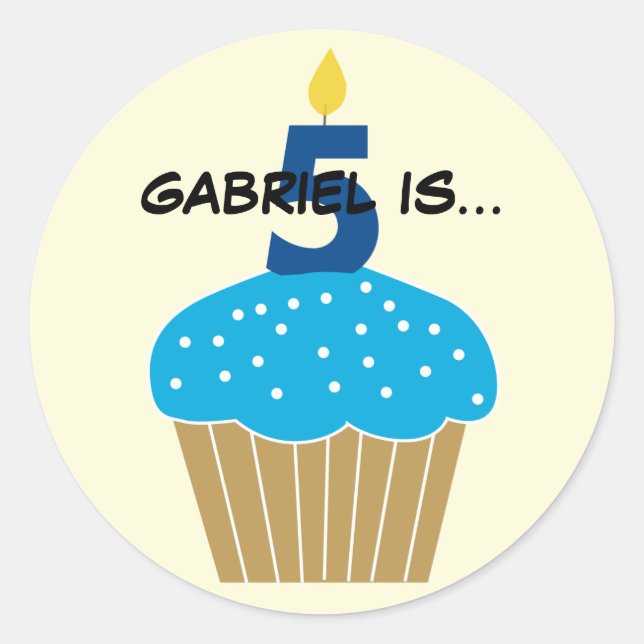 Sweet Cupcake Fifth Birthday Sticker (Front)