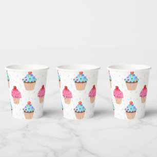 Sweet Cupcake Gender Reveal Paper Cups