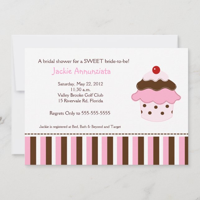 Sweet Cupcake Invitation à la douche nuptiale (Devant)