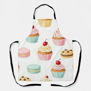 Sweet Cupcake Macaron Pattern Apron