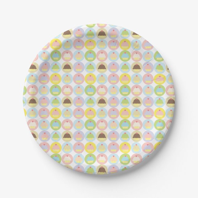 Sweet Cupcake Pattern Paper Plates (Front)