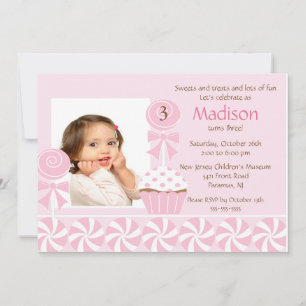Sweet Cupcake Photo Birthday Invitation