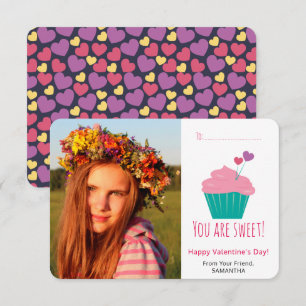 Sweet Cupcake Photo Classroom Valentine's Day Card