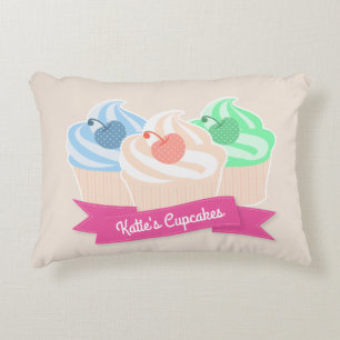 Sweet Cupcake Trio Personalised Pink Accent Pillow