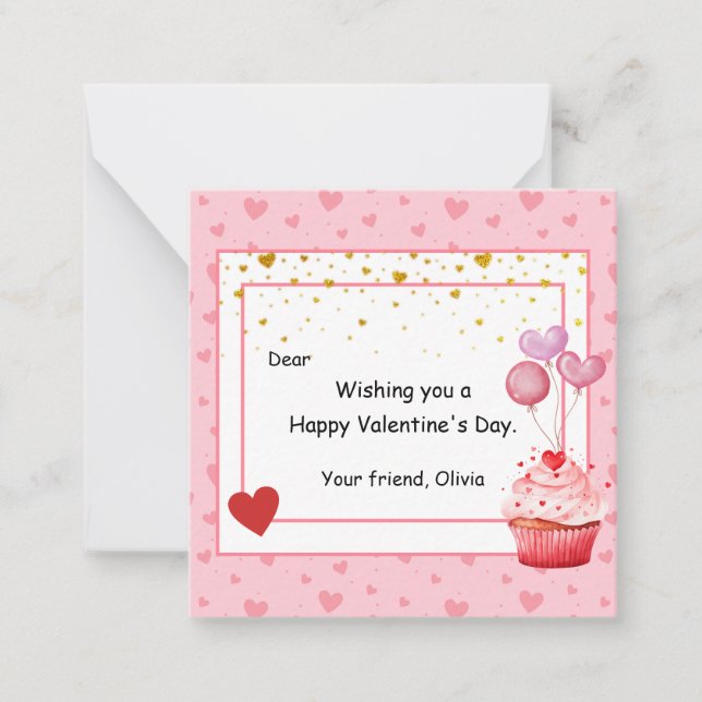 Sweet Cupcake Valentine's Day for kids Card (Front)