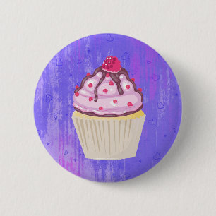 Sweet Cupcake with Raspberry on Top 2 Inch Round Button