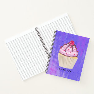 Sweet Cupcake with Raspberry on Top Custom Notebook