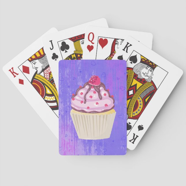Sweet Cupcake with Raspberry on Top Playing Cards (Back)
