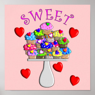 Sweet Cupcakes Art Poster-3D Embossed Style Poster