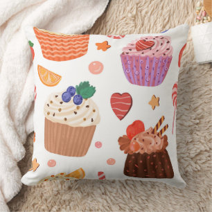 Sweet Cupcakes & Dessert Delights Pattern Throw Pillow