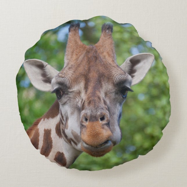 Sweet Curios Giraffe Round Pillow (Back)