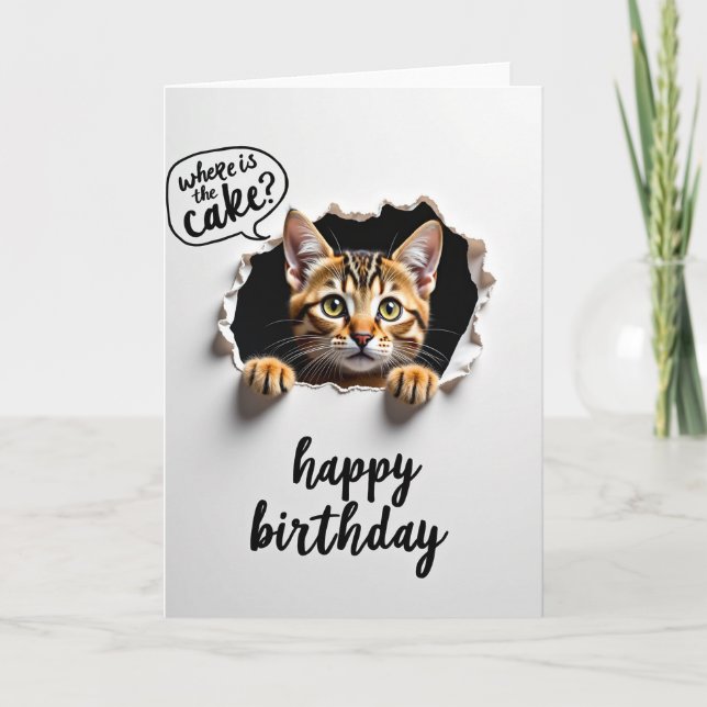 Sweet Curious Cat Card (Front)