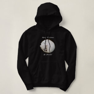 Sweet Curled Up White Dog Peaceful Christmas Hoodie