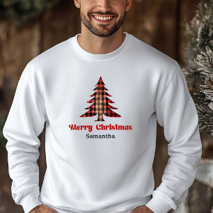 Sweet Custom Buffalo Plaid Tree Holiday Hoodie