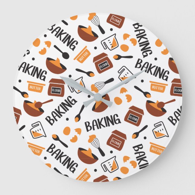Sweet Cute Baking Art Pattern I Large Clock (Front)