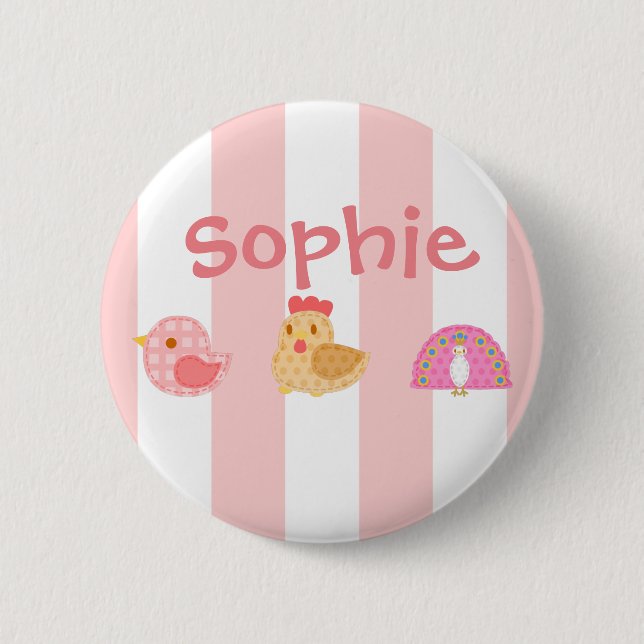 Sweet Cute Birds 2 Inch Round Button (Front)